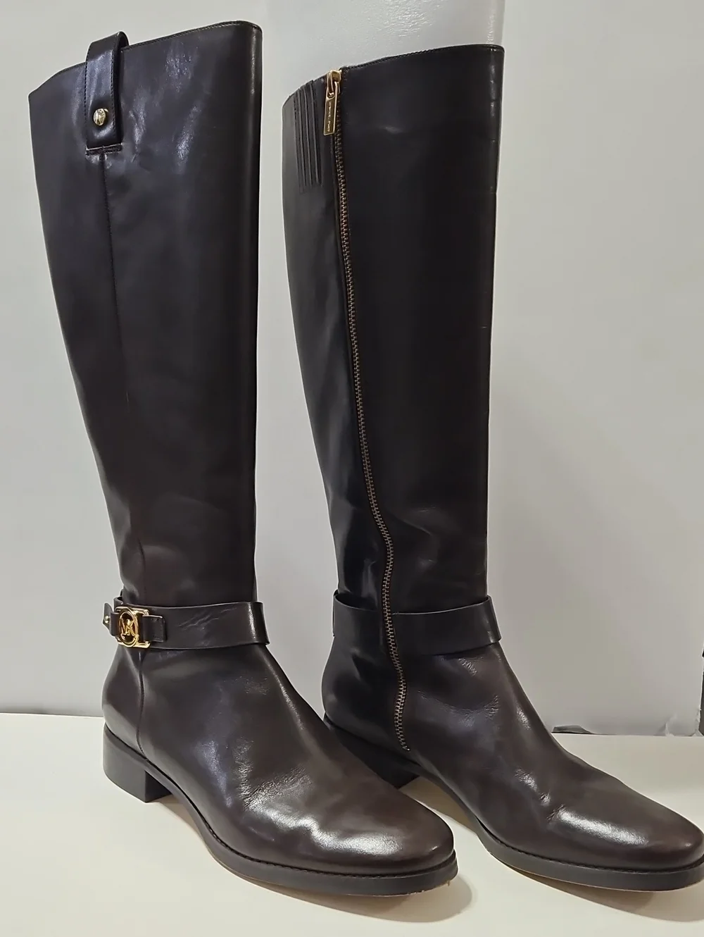 Michael Kors Charm Women's Leather Riding Boots in Dark 